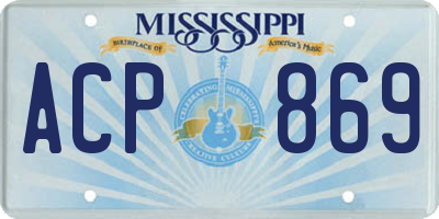 MS license plate ACP869