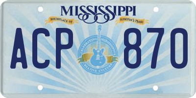 MS license plate ACP870