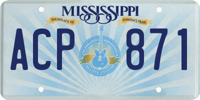 MS license plate ACP871