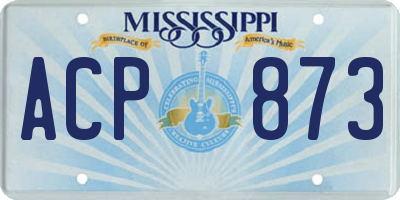 MS license plate ACP873