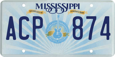 MS license plate ACP874