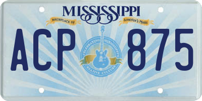 MS license plate ACP875
