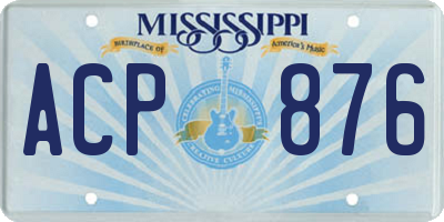 MS license plate ACP876