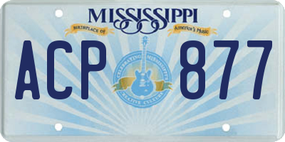MS license plate ACP877