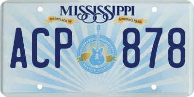 MS license plate ACP878
