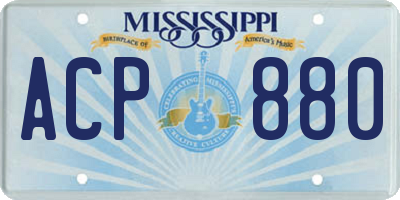 MS license plate ACP880
