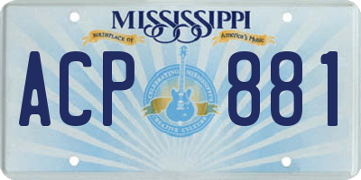 MS license plate ACP881