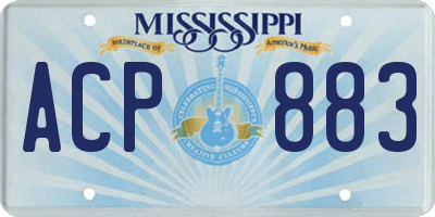 MS license plate ACP883