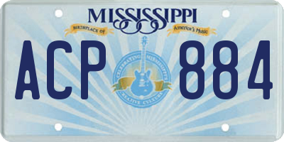 MS license plate ACP884