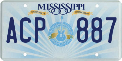 MS license plate ACP887
