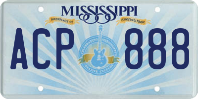MS license plate ACP888