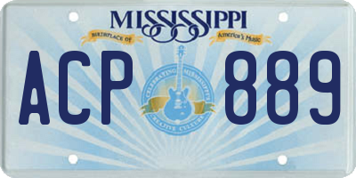 MS license plate ACP889