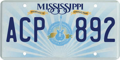 MS license plate ACP892