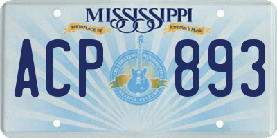 MS license plate ACP893