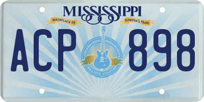 MS license plate ACP898