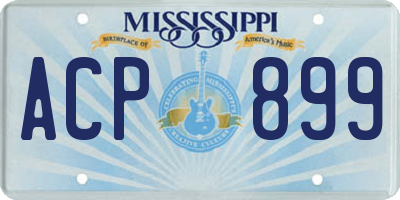MS license plate ACP899