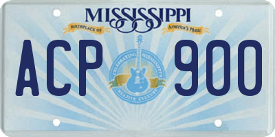 MS license plate ACP900
