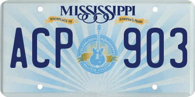 MS license plate ACP903