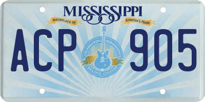 MS license plate ACP905