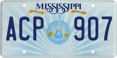 MS license plate ACP907