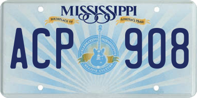 MS license plate ACP908