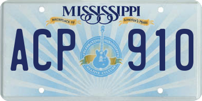 MS license plate ACP910