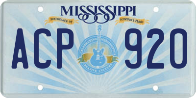 MS license plate ACP920