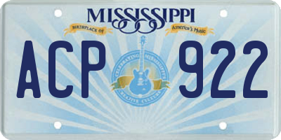 MS license plate ACP922