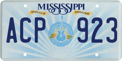 MS license plate ACP923