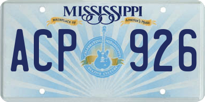 MS license plate ACP926
