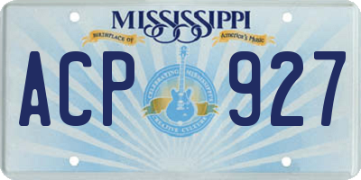MS license plate ACP927