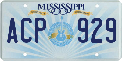 MS license plate ACP929