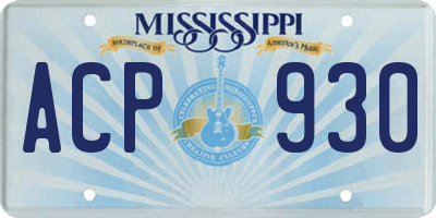 MS license plate ACP930