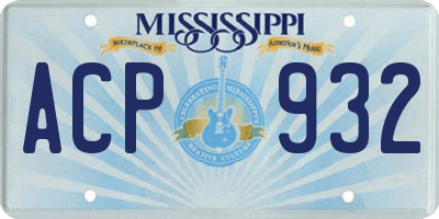 MS license plate ACP932