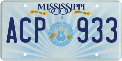 MS license plate ACP933