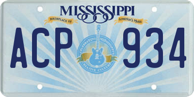 MS license plate ACP934