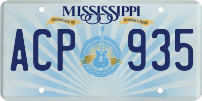MS license plate ACP935
