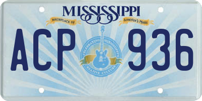 MS license plate ACP936