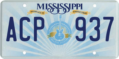 MS license plate ACP937
