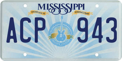MS license plate ACP943