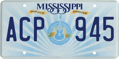 MS license plate ACP945