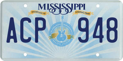 MS license plate ACP948