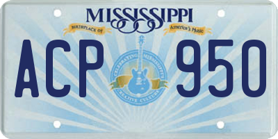 MS license plate ACP950