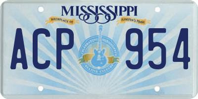 MS license plate ACP954