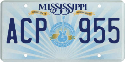 MS license plate ACP955