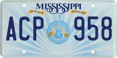 MS license plate ACP958