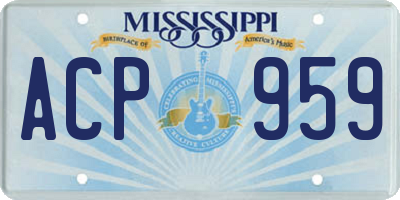 MS license plate ACP959