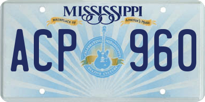 MS license plate ACP960