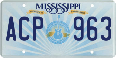 MS license plate ACP963