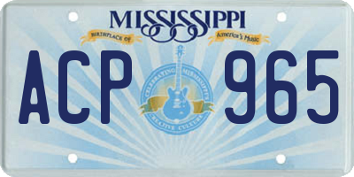 MS license plate ACP965